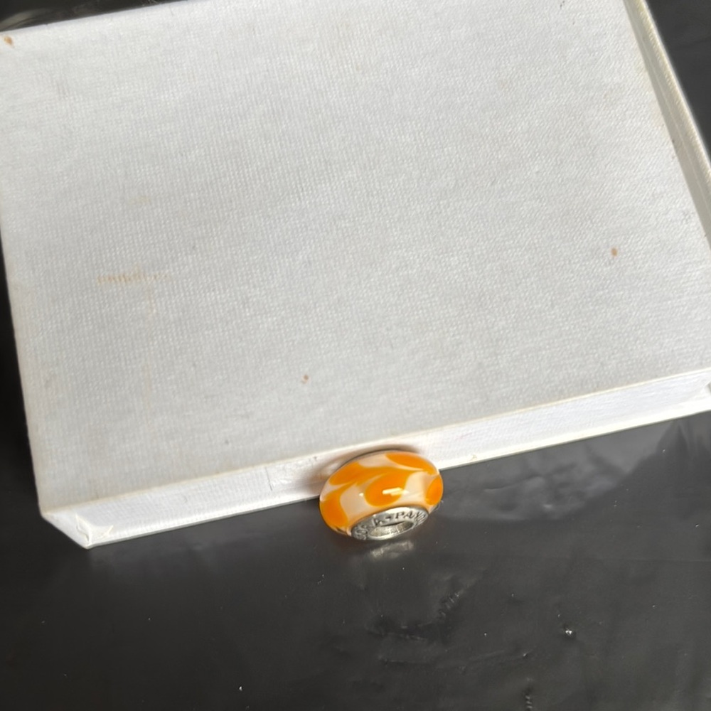Pandora Orange and Silver Charm